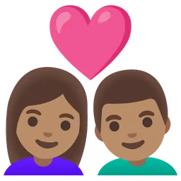 Couple with Heart: Woman, Man, Medium Skin Tone — Google