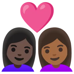 Couple with Heart: Woman, Woman, Dark Skin Tone, Medium-Dark Skin Tone — Google