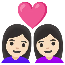 Couple with Heart: Woman, Woman, Light Skin Tone — Google