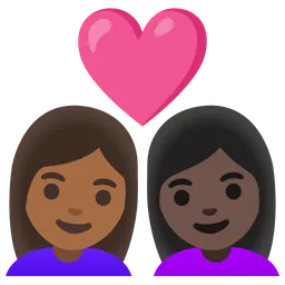 Couple with Heart: Woman, Woman, Medium-Dark Skin Tone, Dark Skin Tone — Google
