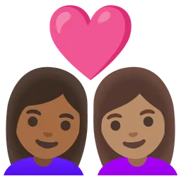 Couple with Heart: Woman, Woman, Medium-Dark Skin Tone, Medium Skin Tone — Google