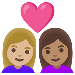 Couple with Heart: Woman, Woman, Medium-Light Skin Tone, Medium Skin Tone — Google