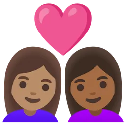 Couple with Heart: Woman, Woman, Medium Skin Tone, Medium-Dark Skin Tone — Google