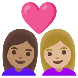 Couple with Heart: Woman, Woman, Medium Skin Tone, Medium-Light Skin Tone — Google