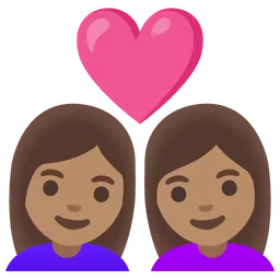 Couple with Heart: Woman, Woman, Medium Skin Tone — Google