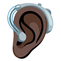 Ear with Hearing Aid: Dark Skin Tone — Google