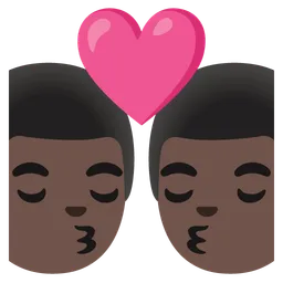 Kiss: Man, Man, Dark Skin Tone — Google
