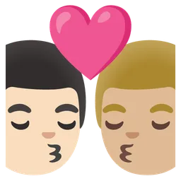 Kiss: Man, Man, Light Skin Tone, Medium-Light Skin Tone — Google