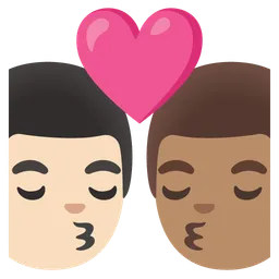 Kiss: Man, Man, Light Skin Tone, Medium Skin Tone — Google
