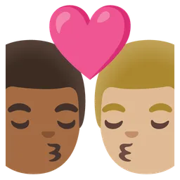 Kiss: Man, Man, Medium-Dark Skin Tone, Medium-Light Skin Tone — Google