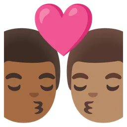 Kiss: Man, Man, Medium-Dark Skin Tone, Medium Skin Tone — Google