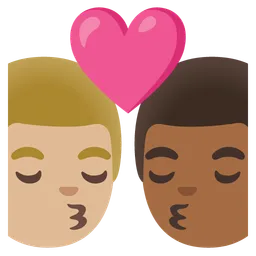 Kiss: Man, Man, Medium-Light Skin Tone, Medium-Dark Skin Tone — Google
