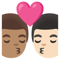 Kiss: Man, Man, Medium Skin Tone, Light Skin Tone — Google