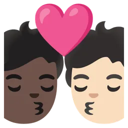 Kiss: Person, Person, Dark Skin Tone, Light Skin Tone — Google