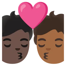 Kiss: Person, Person, Dark Skin Tone, Medium-Dark Skin Tone — Google