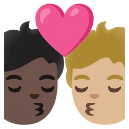Kiss: Person, Person, Dark Skin Tone, Medium-Light Skin Tone — Google