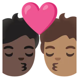 Kiss: Person, Person, Dark Skin Tone, Medium Skin Tone — Google