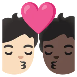 Kiss: Person, Person, Light Skin Tone, Dark Skin Tone — Google
