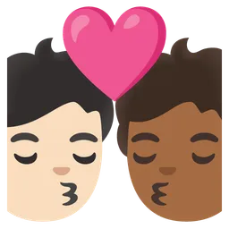 Kiss: Person, Person, Light Skin Tone, Medium-Dark Skin Tone — Google