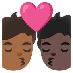 Kiss: Person, Person, Medium-Dark Skin Tone, Dark Skin Tone — Google