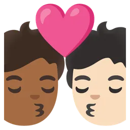 Kiss: Person, Person, Medium-Dark Skin Tone, Light Skin Tone — Google