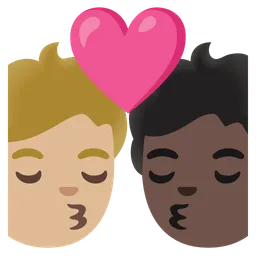 Kiss: Person, Person, Medium-Light Skin Tone, Dark Skin Tone — Google