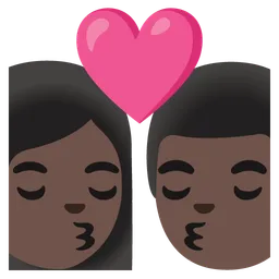 Kiss: Woman, Man, Dark Skin Tone — Google