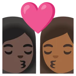 Kiss: Woman, Woman, Dark Skin Tone, Medium-Dark Skin Tone — Google