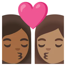 Kiss: Woman, Woman, Medium-Dark Skin Tone, Medium Skin Tone — Google