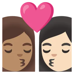 Kiss: Woman, Woman, Medium Skin Tone, Light Skin Tone — Google
