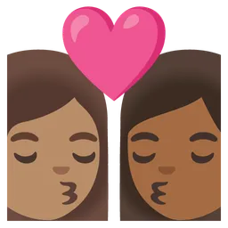 Kiss: Woman, Woman, Medium Skin Tone, Medium-Dark Skin Tone — Google