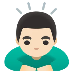 Man Bowing: Light Skin Tone — Google