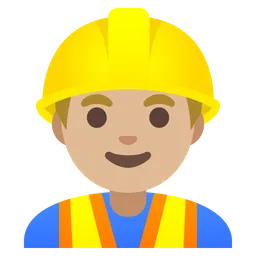 Man Construction Worker: Medium-Light Skin Tone — Google