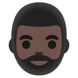 Man: Dark Skin Tone, Beard — Google