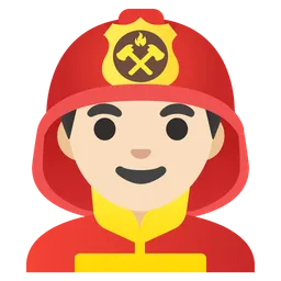 Man Firefighter: Light Skin Tone — Google