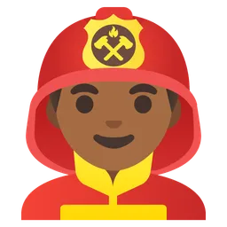 Man Firefighter: Medium-Dark Skin Tone — Google