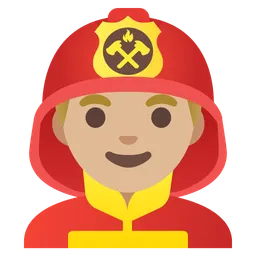 Man Firefighter: Medium-Light Skin Tone — Google