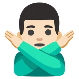 Man Gesturing No: Light Skin Tone — Google