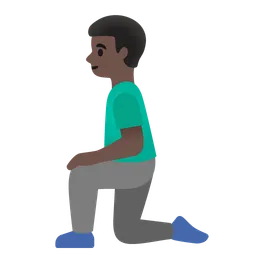 Man Kneeling: Dark Skin Tone — Google