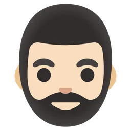 Man: Light Skin Tone, Beard — Google