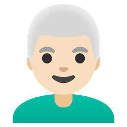 Man: Light Skin Tone, White Hair — Google