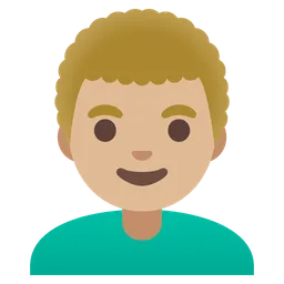 Man: Medium-Light Skin Tone, Curly Hair — Google