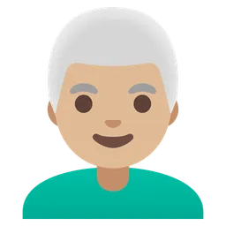 Man: Medium-Light Skin Tone, White Hair — Google