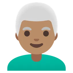 Man: Medium Skin Tone, White Hair — Google
