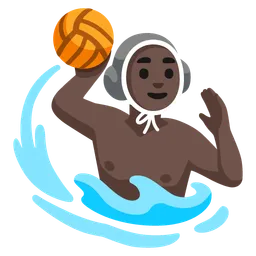 Man Playing Water Polo: Dark Skin Tone — Google