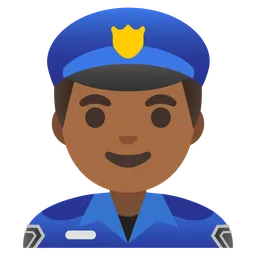 Man Police Officer: Medium-Dark Skin Tone — Google