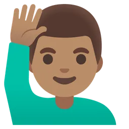 Man Raising Hand: Medium Skin Tone — Google