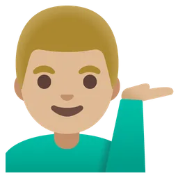 Man Tipping Hand: Medium-Light Skin Tone — Google