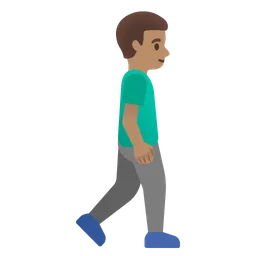 Man Walking Facing Right: Medium Skin Tone — Google