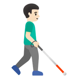 Man with White Cane Facing Right: Light Skin Tone — Google